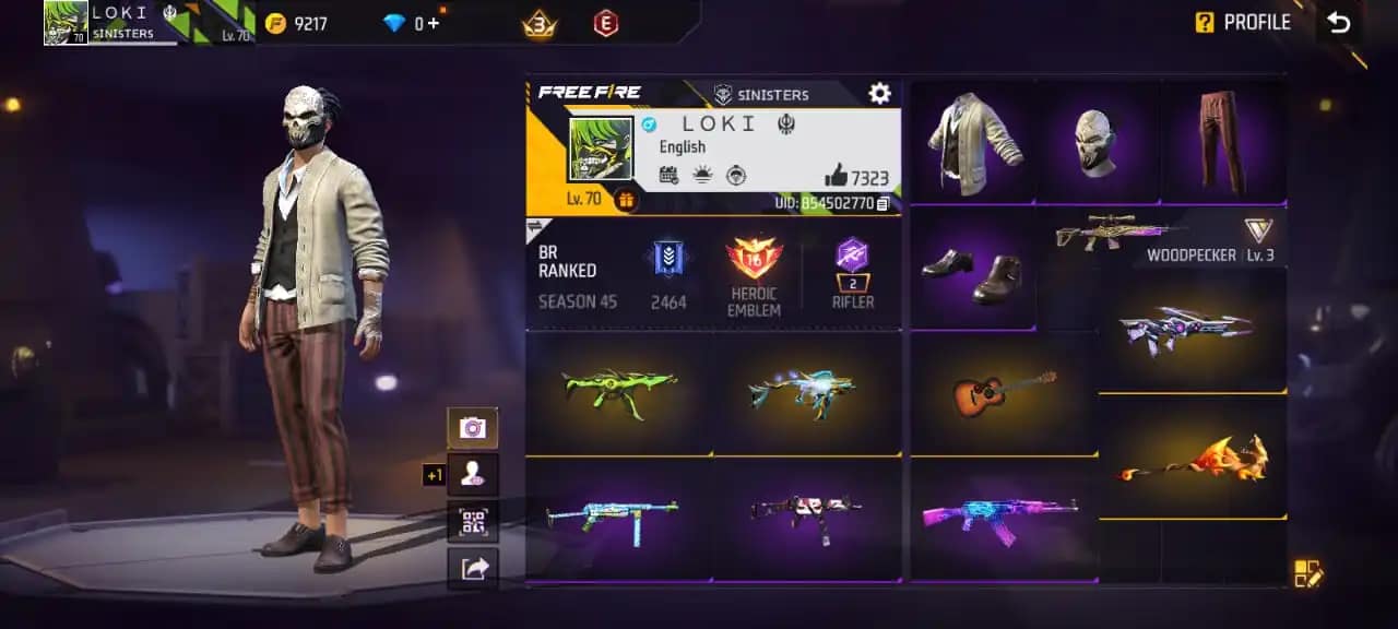 ๐ฅ Free Fire Max Account โ Level 70 | Rank Season 8 - Image 3