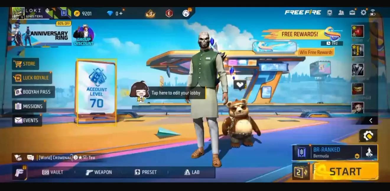 ๐ฅ Free Fire Max Account โ Level 70 | Rank Season 8